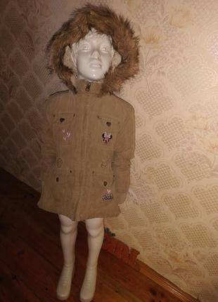 Теплая демисезонная куртка на девочку минные маус