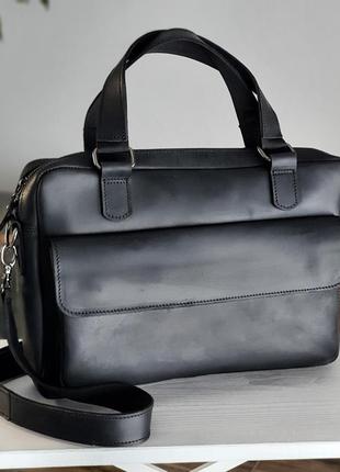 Чоловіча шкіряна сумка для документів gs чорна