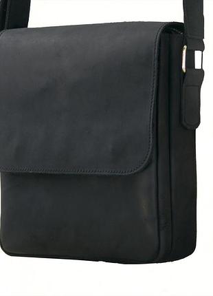 Сумка чоловіча шкіряна gs 2 відділи 23*20*7 см чорна