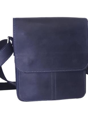 Мужская повседневная сумка gs кожаная 23*20*5 см синяя