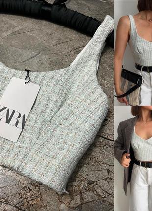 Твідовий топ zara