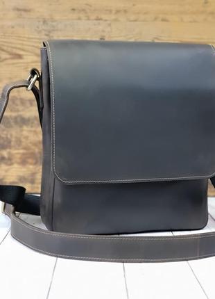 Чоловіча повсякденна шкіряна сумка gs коричнева 28*24*7 см