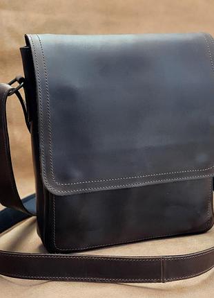 Містка чоловіча сумка gs коричнева 28*24*7 см