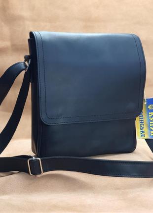 Містка чоловіча сумка gs чорна 28*24*7 см