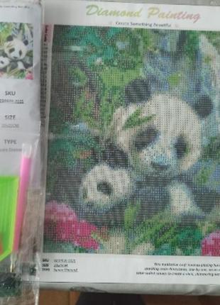 Алмазная картина - мозайка "панда" 20*25см. diamond painting. сделай сам2 фото