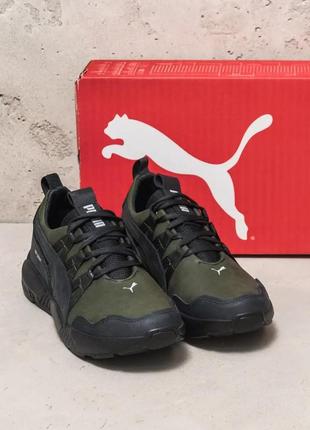 Чоловічі кросівки хакі з натуральної шкіри преміум якості