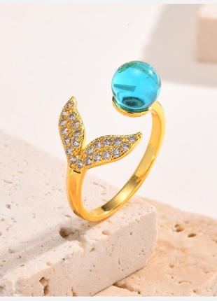 Модное оригинальное романтичное кольцо с камнями хвост русалки регулируется перстень
