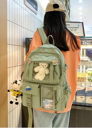 Рюкзак в корейском стиле с игрушкой1 фото
