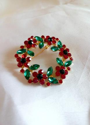 Квітки віночок яскрава брошка в формі квіток штучні камінчики скло