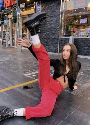 Круті рожеві якісні бавовняні прямі джинси straight mid waist jjxx