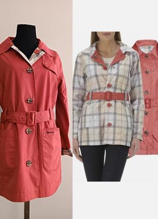 Плащ дождевик barbour uk 14, us 10, eur 40 кораллового розового цвета с поясом двухсторонний