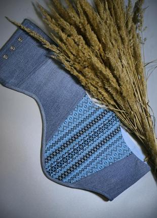 Корсет джинсова вишиванка