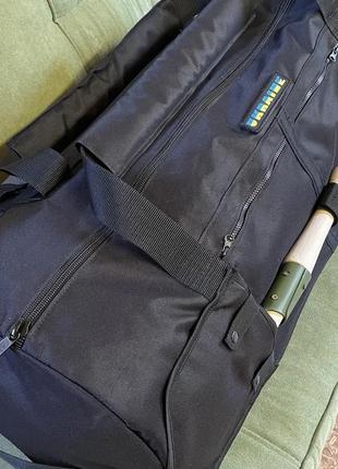 Армейская сумка-баул 100л oxford черный + чехол для лопаты, тактический баул-рюкзак для военных4 фото