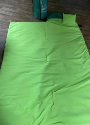 Спальний мішок трансформер -10 фліс зелений теплий спальник зима весна з капюшоном2 фото