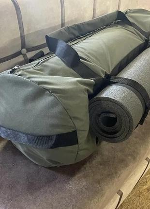 Сумка-рюкзак 100л oxford хакі з стропами для каримату сумка баул для зсу2 фото