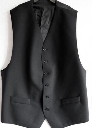 Мужская жилетка к костюму жилет черная классическая м 46 шерсть1 фото