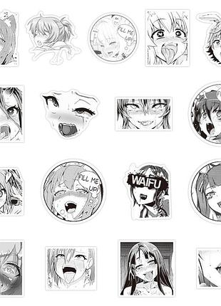 Набор стикеров waifu девушки аниме хентай 50 шт (часть 5) стикербомбинг виниловые наклейки