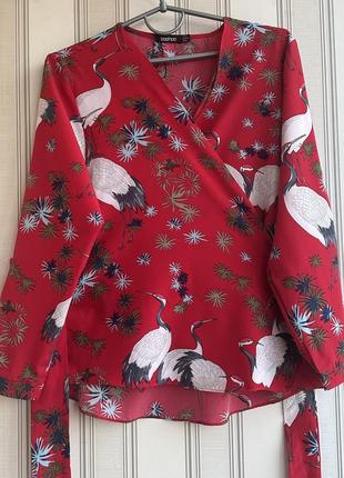 ❤️❤️❤️шикарна яскрава брендова блуза на запах. батал