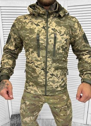 Осіння тактична куртка софтшел soft-shell squad піксель від дощу та вітру5 фото