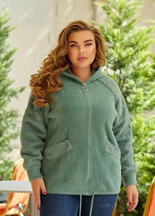Куртка кардиган короткая женская альпака разм 48-56