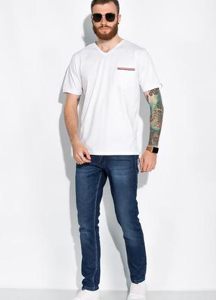 Чоловіча футболка v виріз з кишенею і розрізами з боків туреччина бавовна білий m2 фото