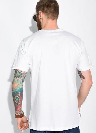 Чоловіча футболка v виріз з кишенею і розрізами з боків туреччина бавовна білий m4 фото