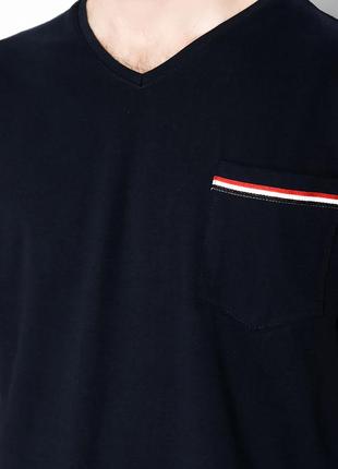 Мужская футболка v вырез с карманом и разрезами по бокам турция хлопок белый m8 фото