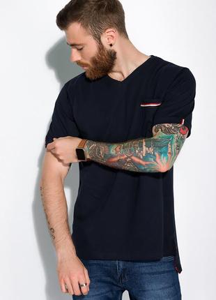Чоловіча футболка v виріз з кишенею і розрізами з боків туреччина бавовна білий m10 фото