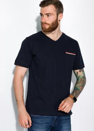 Чоловіча футболка v виріз з кишенею і розрізами з боків туреччина бавовна білий m7 фото