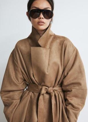 Тренч женский бежевый замшевый hm new