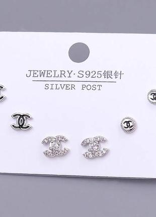 Набір сережок шанель chanel серьги