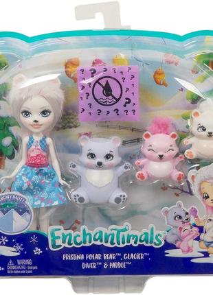 Набор энчантималс семья белой медведицы пристины enchantimals family toy set with pristina polar bear