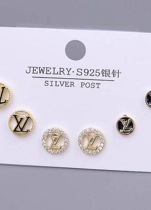 Набір сережок lv louis vuitton луі вітон