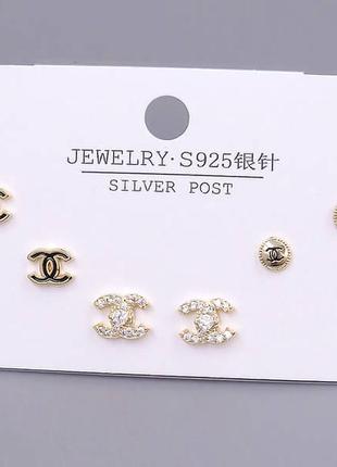Набір сережок шанель chanel серьги