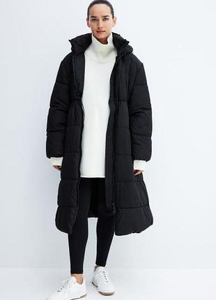 Куртка черная удлиненная пальто hm new