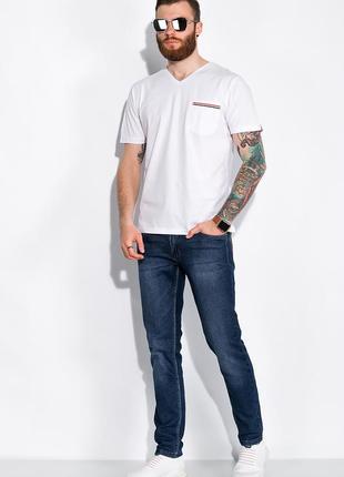 Чоловіча футболка v виріз з кишенею і розрізами з боків туреччина бавовна білий l2 фото
