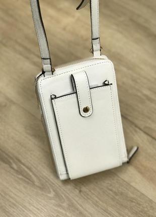 Сумка женская кросс-боди guess оригинал perdita mini phone crossbody гесс белая4 фото