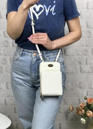 Сумка жіноча крос-боді guess оригінал perdita mini phone crossbody гесс біла5 фото