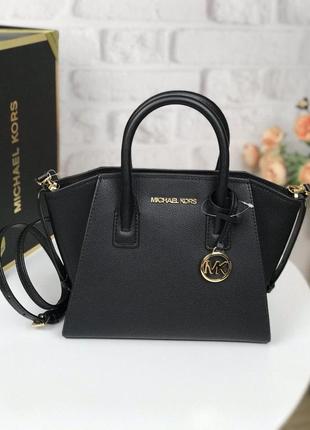 Сумка жіноча michael kors оригінал avril small leather top-zip satchel чорна