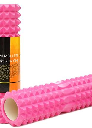 Массажный ролик cornix eva 45 x 14 см (валик, роллер) xr-0332 pink
