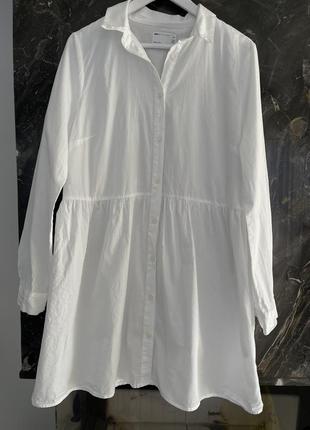 Белая удлиненная рубашка , хлопок 100%