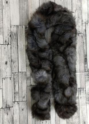 Шарф меховый мягкий темно-серый натуральный из меха кролика 106 см2 фото