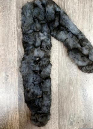 Шарф меховый мягкий темно-серый натуральный из меха кролика 106 см3 фото