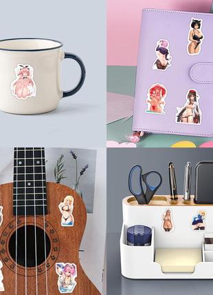 Набор стикеров waifu девушки аниме хентай 50 шт (часть 10) - виниловые наклейки на ноутбук, авто, велосипед5 фото
