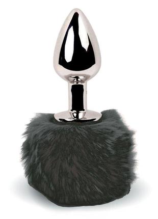 Металевий анальний затор feelztoys bunny tails butt plug black