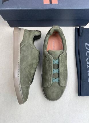 Кросівки zegna triple stitch хакі ob401