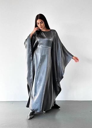 Невероятное черное блестящее вечернее шелковое платье в арабском стиле