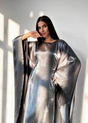 Невероятное черное блестящее вечернее шелковое платье в арабском стиле