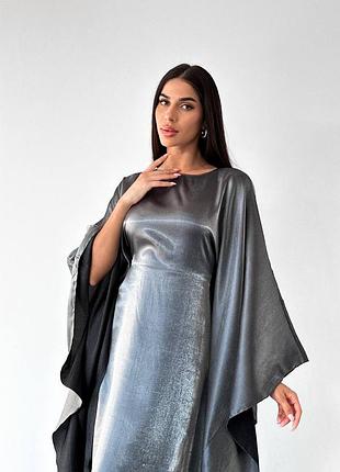 Невероятное черное блестящее вечернее шелковое платье в арабском стиле