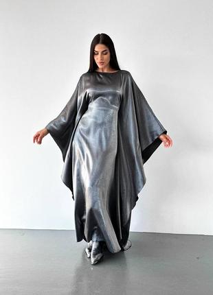 Невероятное черное блестящее вечернее шелковое платье в арабском стиле